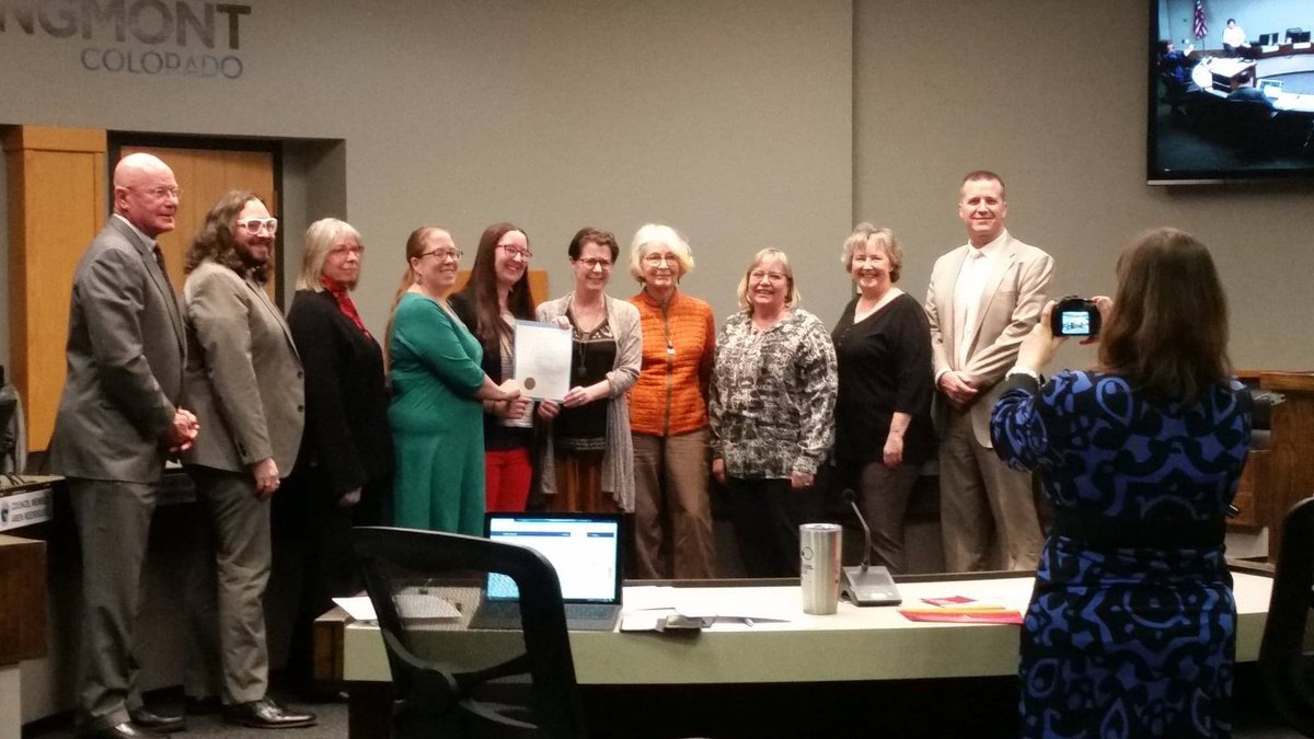 ghphilosophy's tweet photo. Thank you to City Council Member Marcia Martin, Mayor Brian Bagley, and all of the Longmont City Council for proclaiming April #LongmontThinks Month. Thinking together makes our community better! #P4C #philosophyforeveryone #toboldlythink https://t.co/1EPCssuGlT