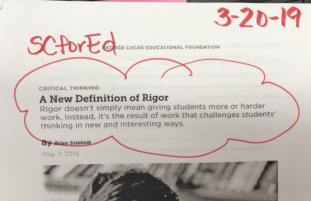 d5_forum's tweet photo. A new definition for this year’s teacher buzzword RIGOR.. “the result of work that challenges legislators’ thinking in new and interesting ways.” How are WE promoting THIS kind of rigor? #SCforEd https://t.co/Gngni4uS5y