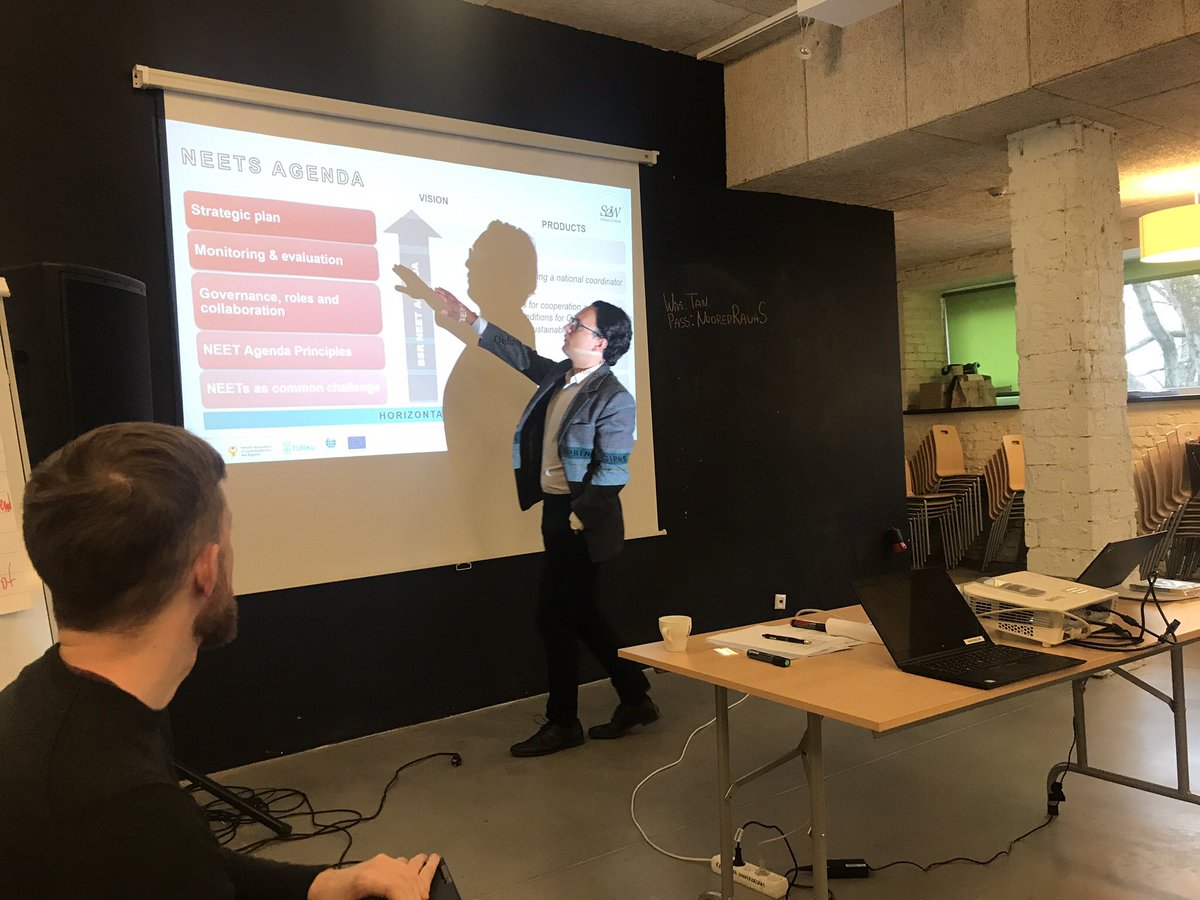 a_klonova's tweet photo. @FSchartner navigating the group work through common policy framework for NEETs in Baltic Sea Region.Important:focus on further development of well-functioning practices, while addressing issues with ideal model that can guide us towards desired results #integrateneets #eusbsr https://t.co/oCZvLeIXmd