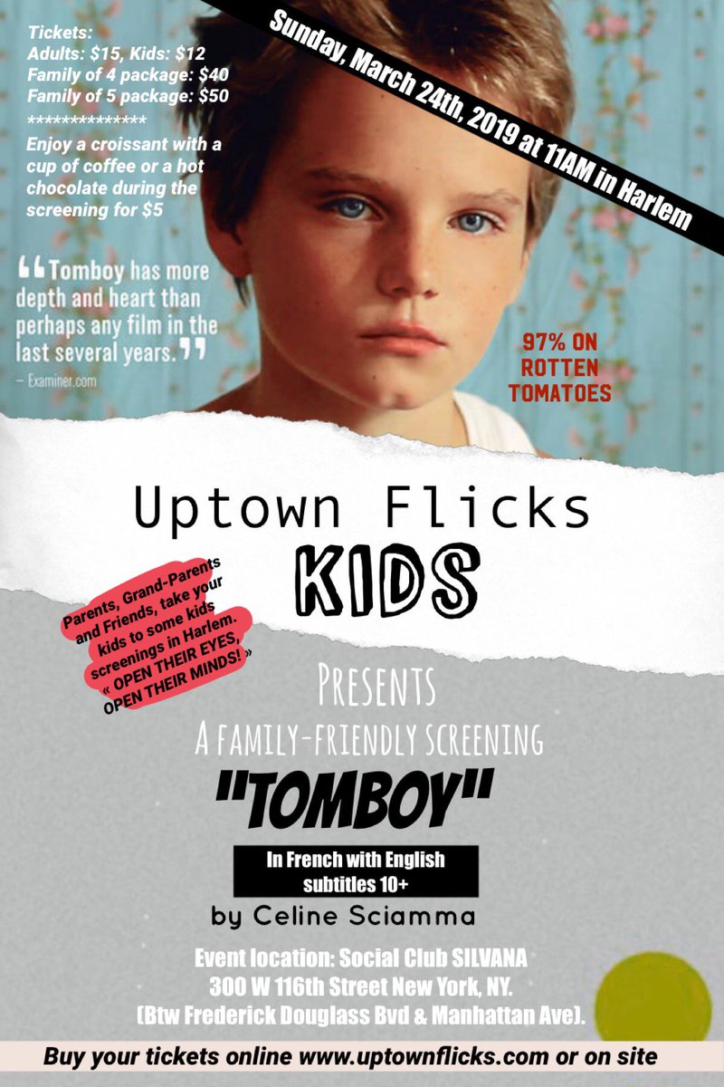 FrenchFilmsUSA's tweet photo. THIS SUNDAY : family-friendly screening of Tomboy in Harlem - https://t.co/PzsbyPPdgb https://t.co/99nQ17gTpx