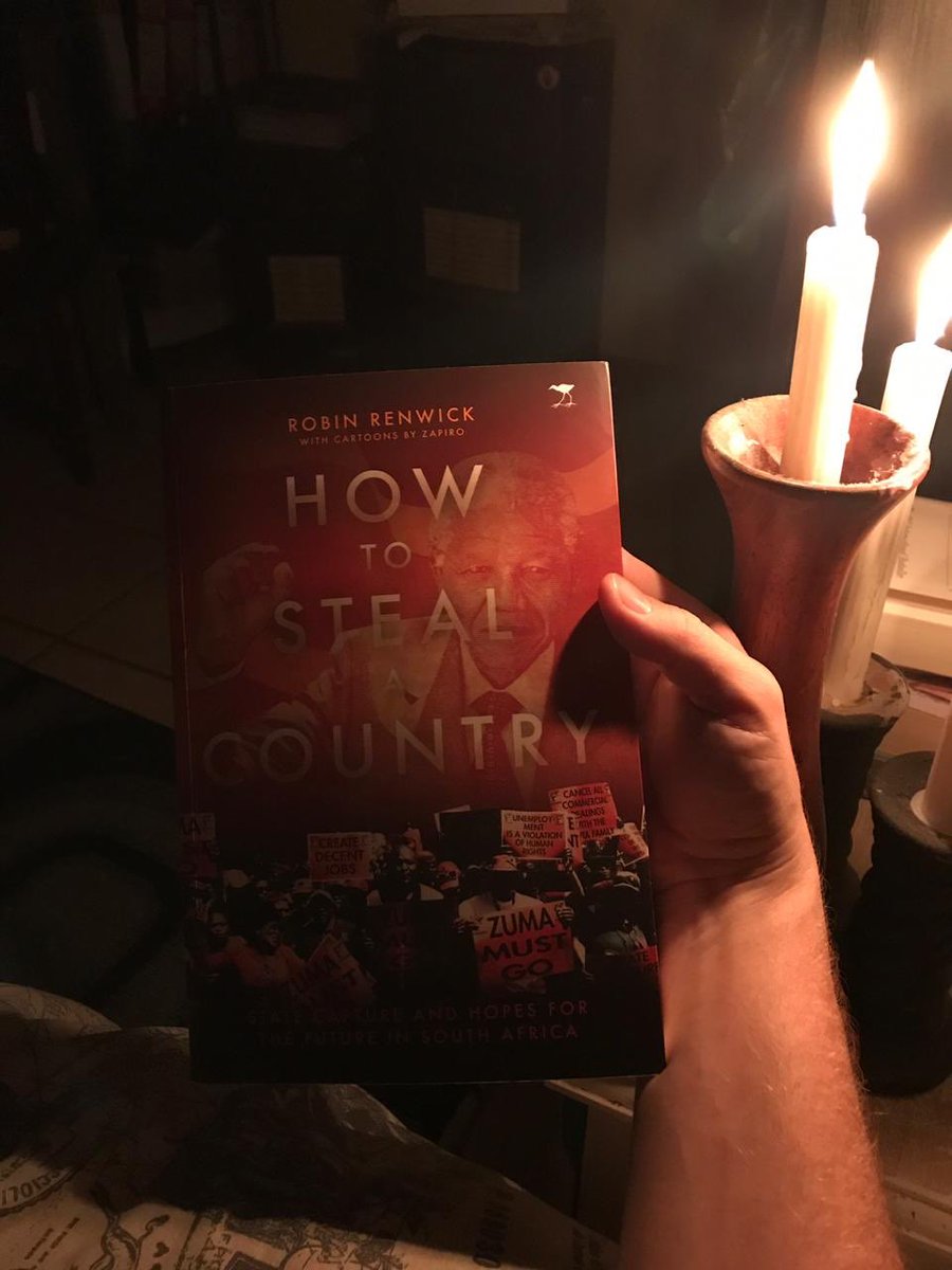 John_Robinson__'s tweet photo. Just finished How to steal a country, by candle light because of the corruption & incompetence of the @MYANC government. Great read see the full extent of their deception @JacanaMedia #Booksbycandlelight #Books #LoadShedding #Loadshedding #20yearsofanccorruption #Eskomplicated https://t.co/0VcvIu0j47