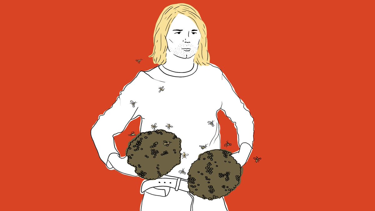 ClickHole's tweet photo. Absolutely Beautiful: This Incredible Artist Imagined What It Would Be Like If Kurt Cobain Had Lived Long Enough To Get Both His Hands Stuck In Beehives  https://t.co/WZwwlFdUvH https://t.co/5DuEXo8ba1