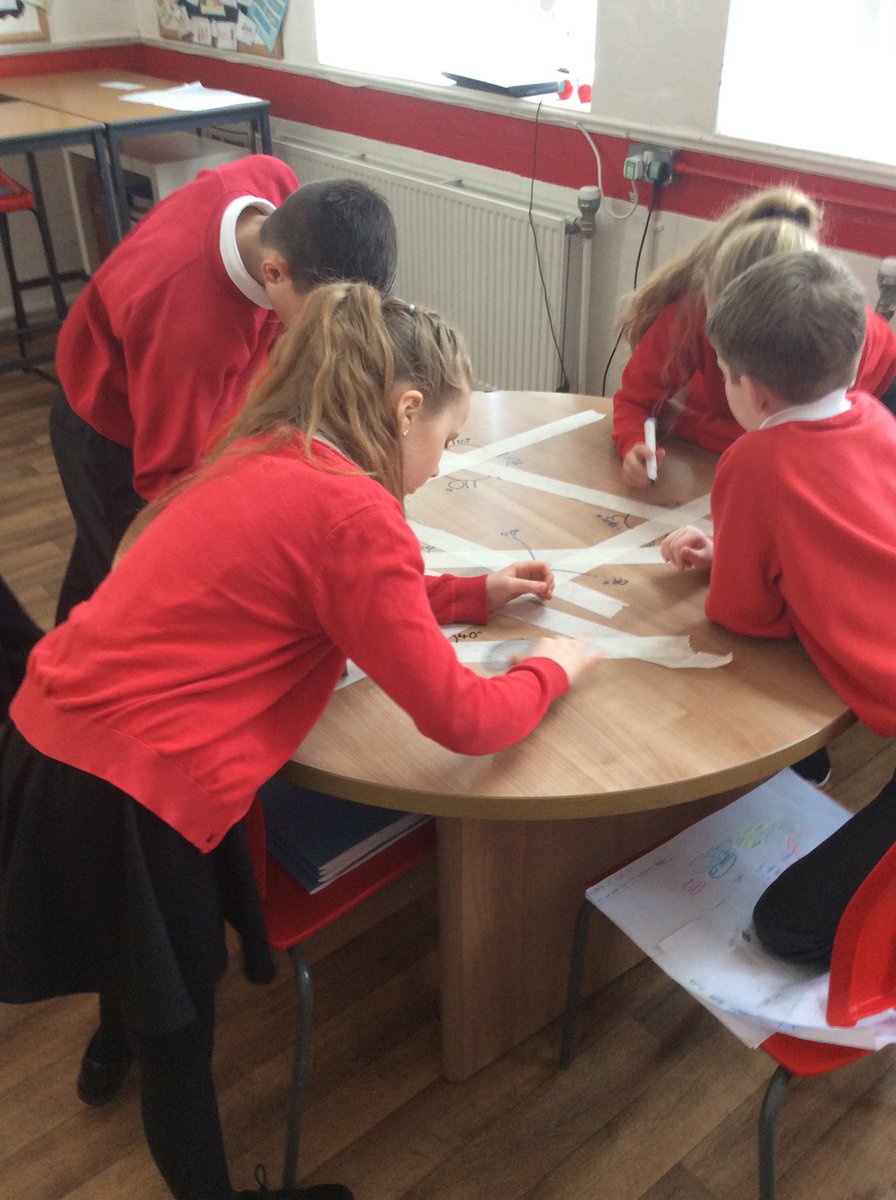 MrChamberlain_'s tweet photo. We consolidated our understanding of how to measure angles this morning using masking tape on the tables. The children worked collaboratively to aid one another and addressed one another’s misconceptions. Writing on the tables was also a bonus! #ActiveHandsActiveMinds #Angles https://t.co/emGRWnSKU2