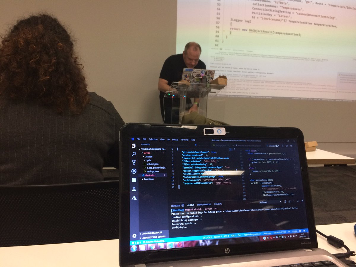 DavidScreative's tweet photo. Enjoying the @LinuxingInLDN with @jimbobbennett and @BrianLinuxing with @AutomatingCode @mariosge90 @helenevirolan @skillsmatter #linuxinginlondon #Azure #IoT #Skillsmatter #MXchip #TemperatureSensor #DeviceTwin more info https://t.co/paA5xzWesq https://t.co/v66aXf6bBd