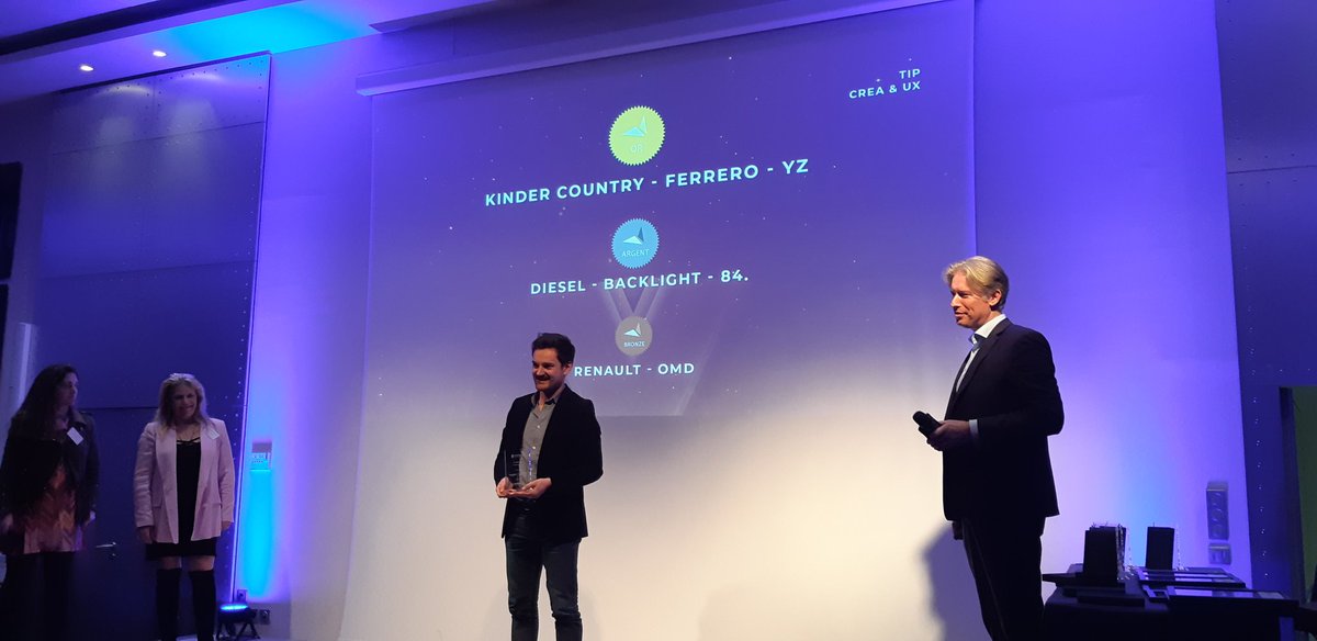 Agnesparis17's tweet photo. Trophées de L'Innovation Pub
Créa et UX
🥇KINDER COUNTRY - FERRERO-YZ
🥉 DIESEL - BACKLIGHT - 84
#TIPCPUB2019 @AeroclubFrance #innovation #pub @vidmizer_france @Wibbitz #trophees #award @culturepub @mbamci #MBAMCI @louisduroulle @FerreroFR @DIESEL @BacklightParis @84Paris_live https://t.co/9KeI8xYmrt