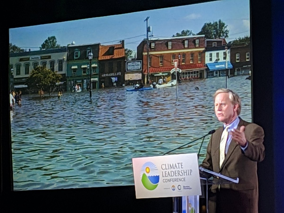 'Climate change is an existential humanitarian threat, as well as an environmental threat.' ~Will Baker, President & CEO of @chesapeakebay 
(the image is of a flooded Annapolis)
#TheCLC