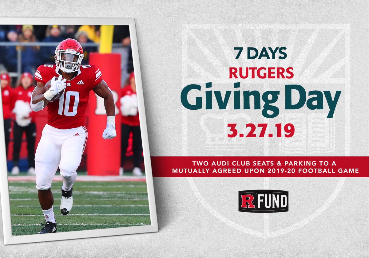 R_Fund's tweet photo. 🎁 l 𝟳 𝗗𝗮𝘆𝘀 𝗼𝗳 𝗚𝗶𝘃𝗶𝗻𝗴

Now introducing 𝟳 𝗗𝗮𝘆𝘀 𝗼𝗳 𝗚𝗶𝘃𝗶𝗻𝗴. You Give. We Give.

🔁 Retweet for your chance to win ✌️ Audi Club 🎟️ to a 2019 @RFootball game.

All you have to do is 🔁 

We will pick a winner by 12 PM tomorrow 👊

#RUGivingDay l #GoRU https://t.co/wfmJCXrxWX