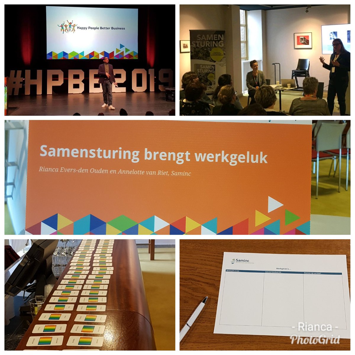 RiancaEvers's tweet photo. Mooi event vandaag over WERKGELUK #hpbb. Met collega Annelotte en onze deelnemers in onze workshop op zoek gegaan naar een antwoord op de vraag: brengt @Samensturing werkgeluk? Wat denken jullie..😉 https://t.co/G19rrNFmzU