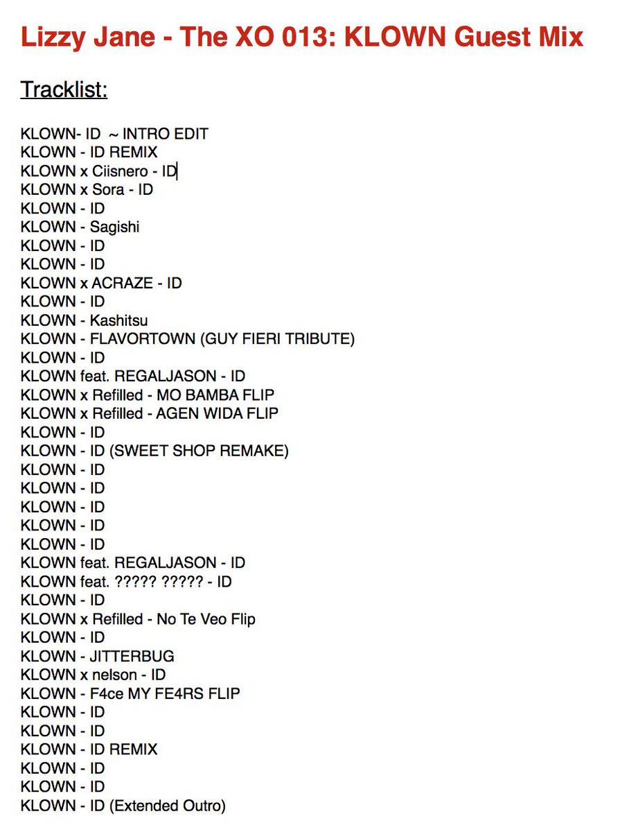 thisislizzyjane's tweet photo. THE XO 013 Ft. @weareklown TRACKLIST. If this shit isn't impressive idk what is. 40 IDS <originals, remixes, + flips> xoxo

Listen here:https://t.co/wwLAse3Vkh https://t.co/6rahp0H2xj