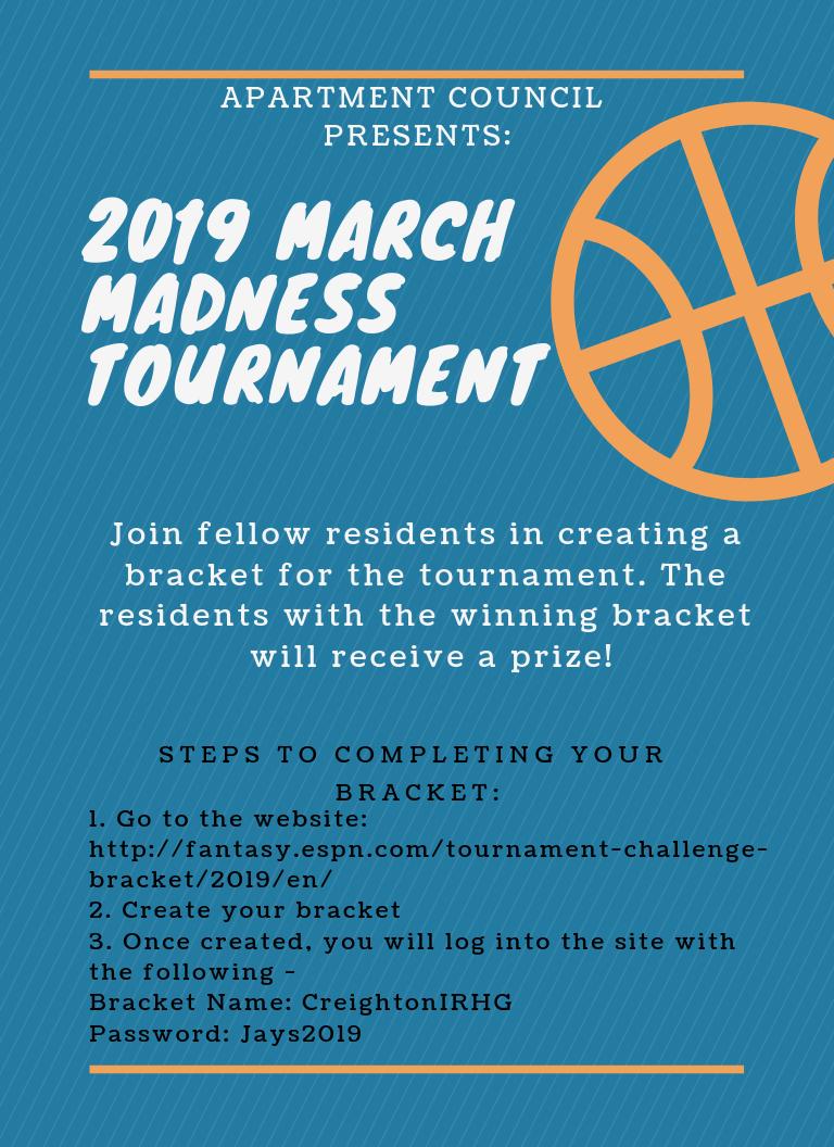 OpusDavis's tweet photo. One day left to create your NCAA Tournament Bracket. Join Apartment Council in their online bracket today! https://t.co/U4xMKUMg7j