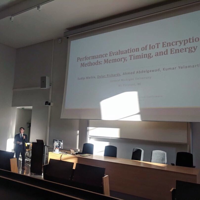 StudyAbroadCMU's tweet photo. Computer science &amp; computer engineering student Dylan Richards, who is spending this semester at Waterford Institute of Technology, presented research at the 14th annual IEEE Sensor Applications Symposium in Nice, France last week. Congrats, Dylan! 👏 https://t.co/thx4RxJy5s