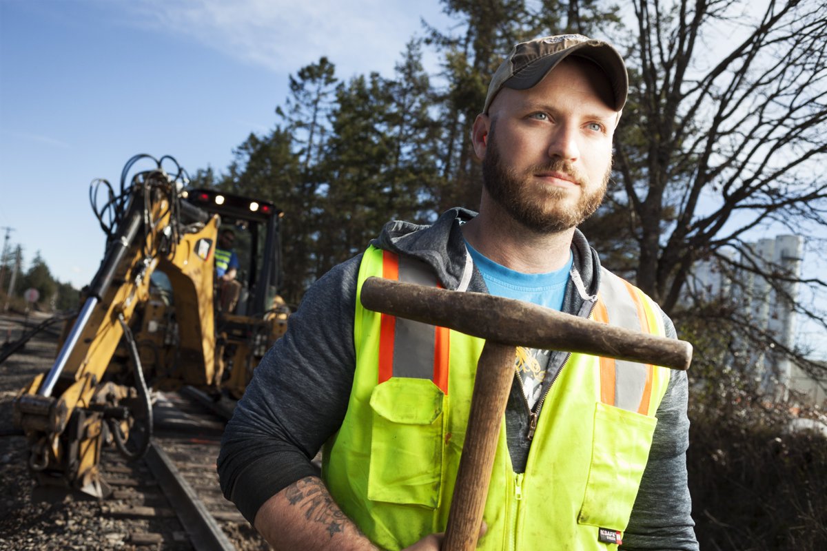 MyTPU's tweet photo. 140 miles of Tacoma Rail track, and Brandon Gallagher is part of the team responsible for making sure it's safe. We're proud to have him on #TeamTPU.

Do you know what tool he's holding? It's been used for over a hundred years on the #railroad.
#MyTPU #TacomaRail #raillife https://t.co/ocydDjd5WR