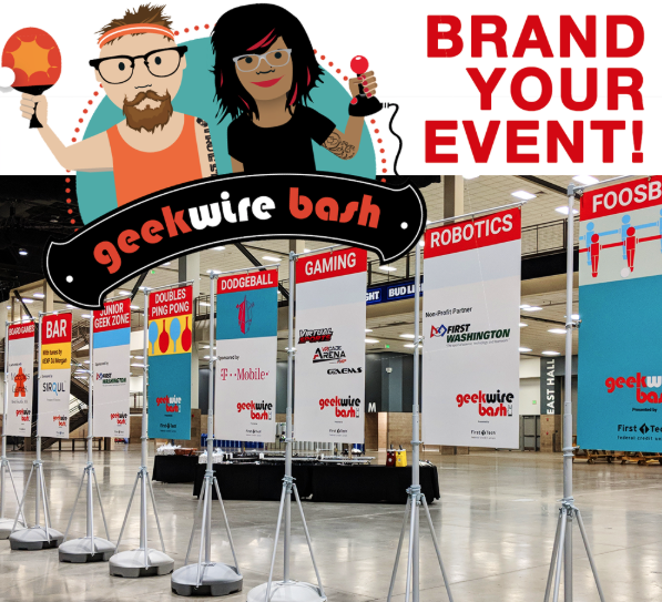 Comm_Dis's tweet photo. Check out these Geekwire Bash Graphics (we help brand your event!) - https://t.co/zaGd5YlszL https://t.co/O3loTnfYe9
