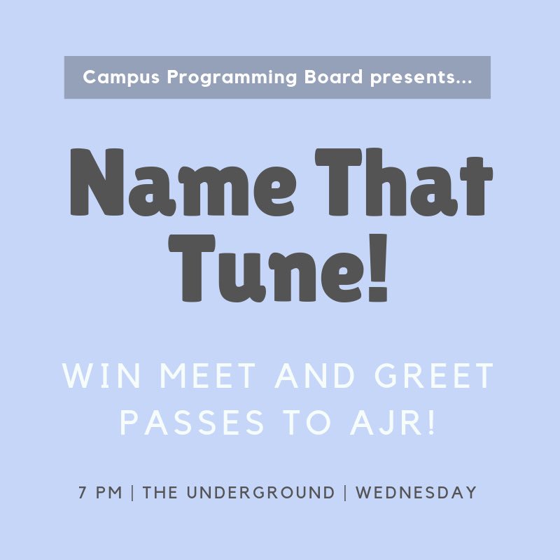 CPBUMW's tweet photo. Have plans for tonight?

Come on out to Name That Tune and you could win free tickets, or m&amp;g passes for either Young Rising Sons or AJR! https://t.co/dTMdtchZmz