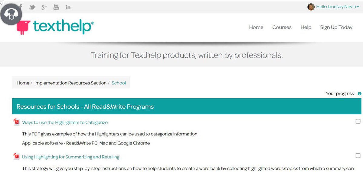 Just learned about a huge repository of Implementation Resources for Read&amp;Write including sample lessons for ELL. Who knew?! Go to training.texthelp.com, log in, then Courses> Implementation Resources> School. Great webinar! @texthelp Digital Tools to Support ELL #tvdsb