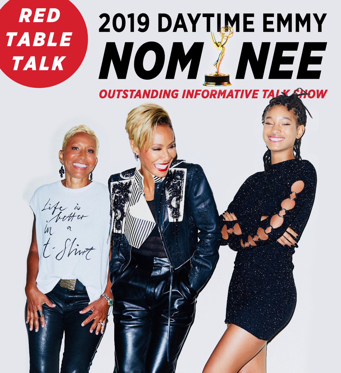 jadapsmith's tweet photo. Thank you to everyone that supports @redtabletalk. Our RTT family has become such a joyful part of our lives. Thank you to the @DaytimeEmmys committee for embracing ... the new✨ We appreciate you. Congrats to all the nominees❣️ https://t.co/h4HDRrnuSb