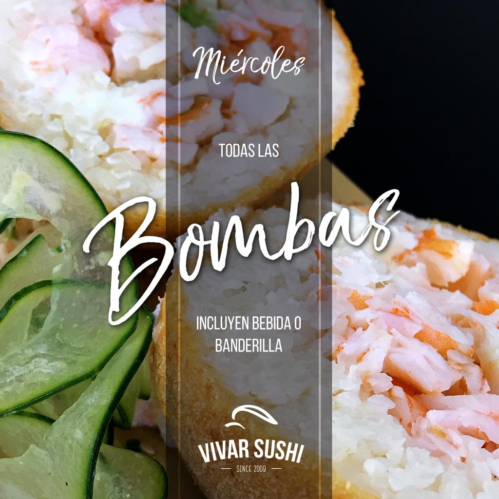 VivarSushi's tweet photo. Hoy tu #Bomba favorita te espera con bebida o banderilla, tu decides. 😋 #Vivarizate https://t.co/xDtZsXpWwm