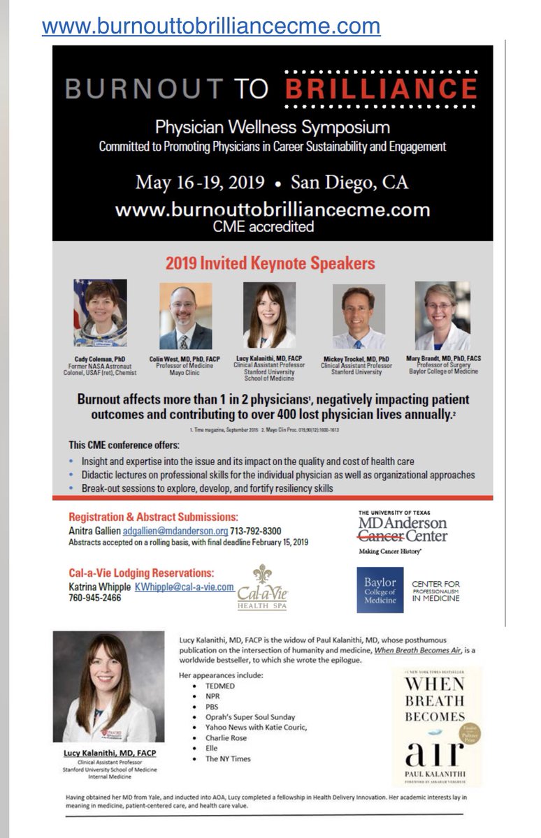 Alicia Kowalski MD (@aliciakowalski7) on Twitter photo Make your reservation now! We are so close to selling out!
We have incredible keynotes!
<a href="/DrHowardLiu/">Howard Liu, MD MBA</a> <a href="/drmlb/">Mary L. Brandt, MD, MDiv</a> <a href="/JulieSilverMD/">Julie Silver, MD</a> <a href="/StanfordWellMD/">Stanford WellMD & WellPhD</a> <a href="/rocketgirlmd/">Lucy Kalanithi</a> <a href="/ColinWestMDPhD/">Colin West</a> Make your reservation now! We are so close to selling out!
We have incredible keynotes!
<a href="/DrHowardLiu/">Howard Liu, MD MBA</a> <a href="/drmlb/">Mary L. Brandt, MD, MDiv</a> <a href="/JulieSilverMD/">Julie Silver, MD</a> <a href="/StanfordWellMD/">Stanford WellMD & WellPhD</a> <a href="/rocketgirlmd/">Lucy Kalanithi</a> <a href="/ColinWestMDPhD/">Colin West</a>