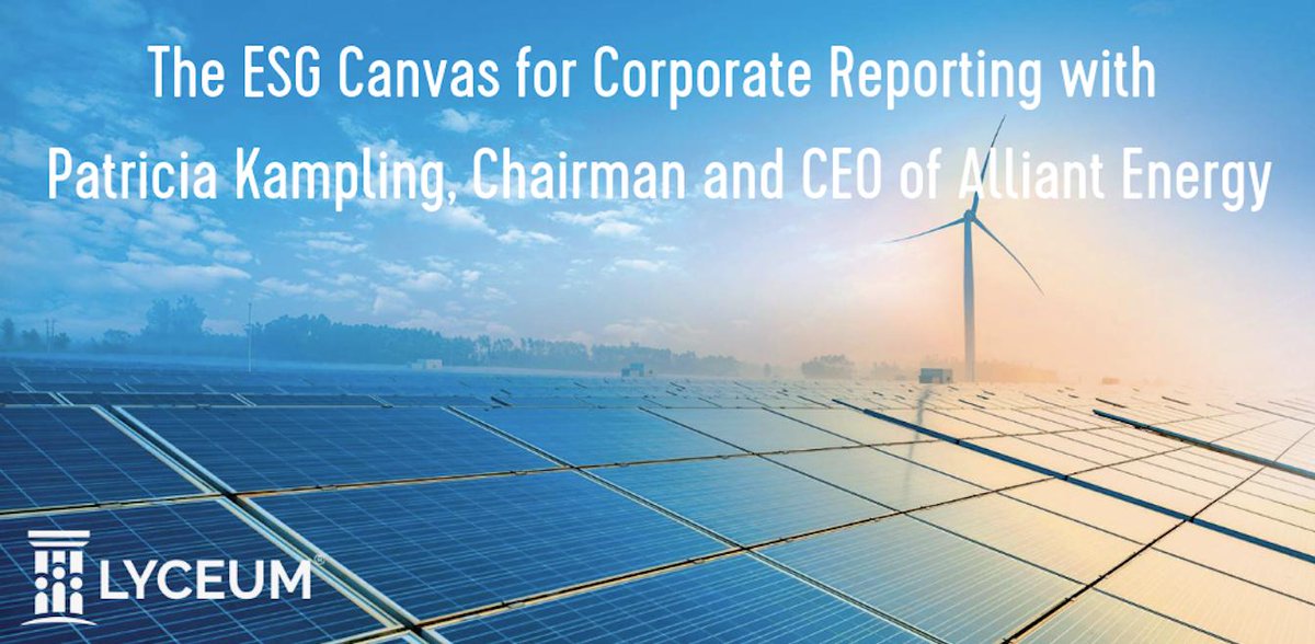LeaderLyceum's tweet photo. How are you leading communication on ESG given the sweeping breadth of #ESG? 
Listen to Patricia Kampling, Chairman and CEO of @alliantenergy to see how they are turning ESG communications into a distinct advantage. https://t.co/WGkvxtfojc #esg #sustainability https://t.co/W87Q2as7Nd