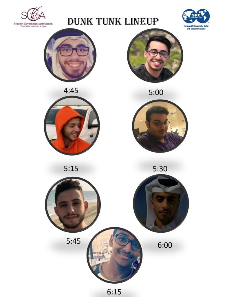 SPE_TAMUQ's tweet photo. The dunk tank lineup 👀👀 https://t.co/jRiO2VUbhJ