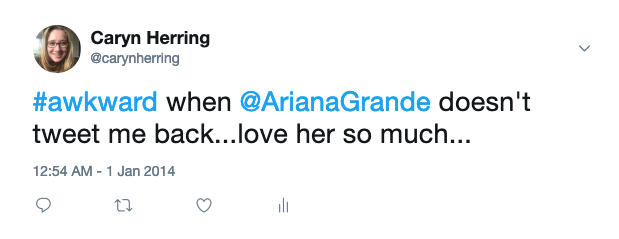 carynherring's tweet photo. When you have been tweeting @ArianaGrande since 2011 and you just realized your account has been on private the entire time... so I'm only 8 years late, but #Followmeariana? https://t.co/CNpe2pZOkR