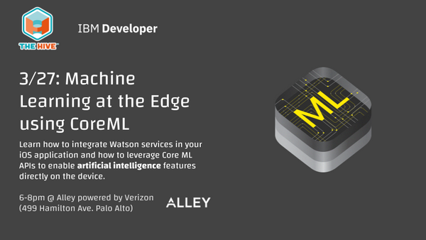 codemeetupsf's tweet photo. Want to learn how to integrate Watson services in your iOS application and leverage Core ML APIs to enable AI features directly on the device? Bring your laptop to IBM Developer's meetup! Wednesday, March 27th fro 6 PM - 8 PM PT.
RSVP NOW!
https://t.co/HiGLTPmRNl
#IBMDeveloperSF https://t.co/wiV7oANVOe