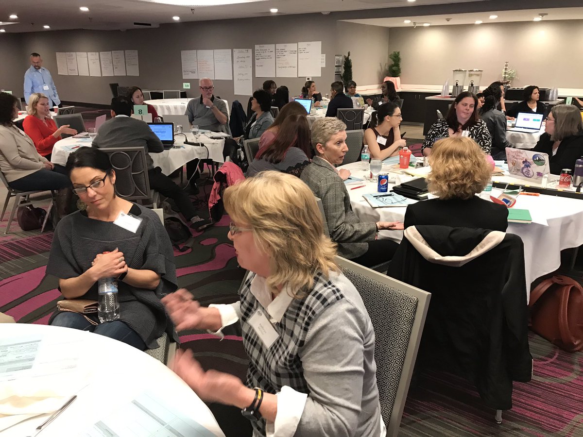 DKriedeman's tweet photo. The room is buzzing with conversation about what to do during the act phase of a PDSA cycle. “ Do we adopt, adapt, or abandon our change idea?  HMW run cycles to learn rapidly on our work? #COREimprovers #ImprovementScience https://t.co/sH4BAqkgv2