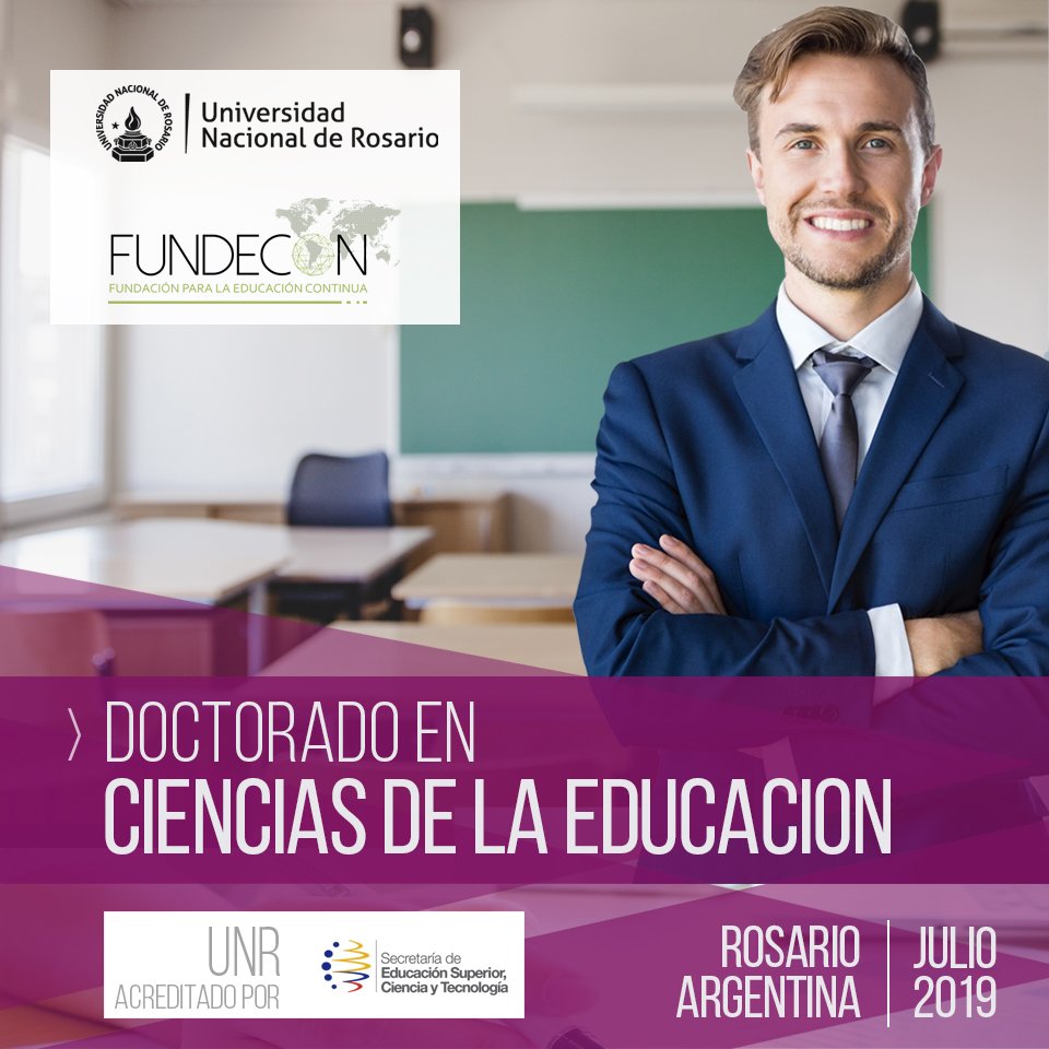 Fundecon 🇪🇨 y la Universidad Nacional de Rosario de Argentina 🇦🇷 presentan el Programa de DOCTORADO EN CIENCIAS DE LA EDUCACIÓN 🎓
Título reconocido por la SENESCYT

INSCRIPCIONES ABIERTAS
Inicio: julio 2019

Más información:
☑️(+593) 02 2 555 987 
☑️ fundecon.com