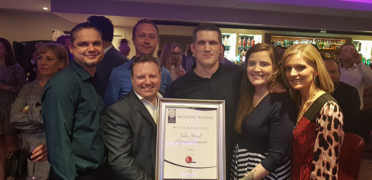 Eccles_Hotel's tweet photo. Congratulations to our own @EAttwell on winning food hero for #Cork at the @restawards tonight 😊🏆. Pictured here with the team from @Eccles_Hotel @DManning79 @chefbecca #FoodOscars #purecork #Foodie #InternationalDayOfHappiness https://t.co/MPAgj0eoQk