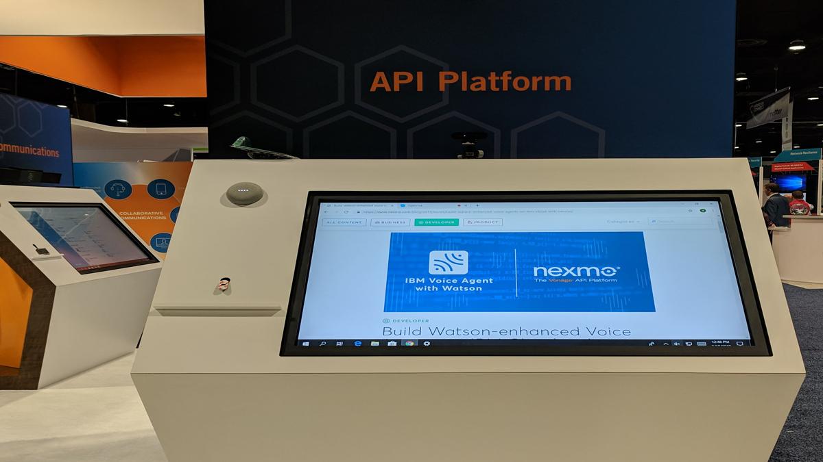 Nexmo's tweet photo. Last hour of #EC19 day 3!
If you haven't yet, check out how the Nexmo platform integrates with @IBM Voice Gateway, allowing you to create #voiceinteractions with a cognitive self-service agent powered by @IBMWatson.
Swing by @Vonage booth 1907 now! ๐#AI #CX #customerservice https://t.co/IoTphxjSHM