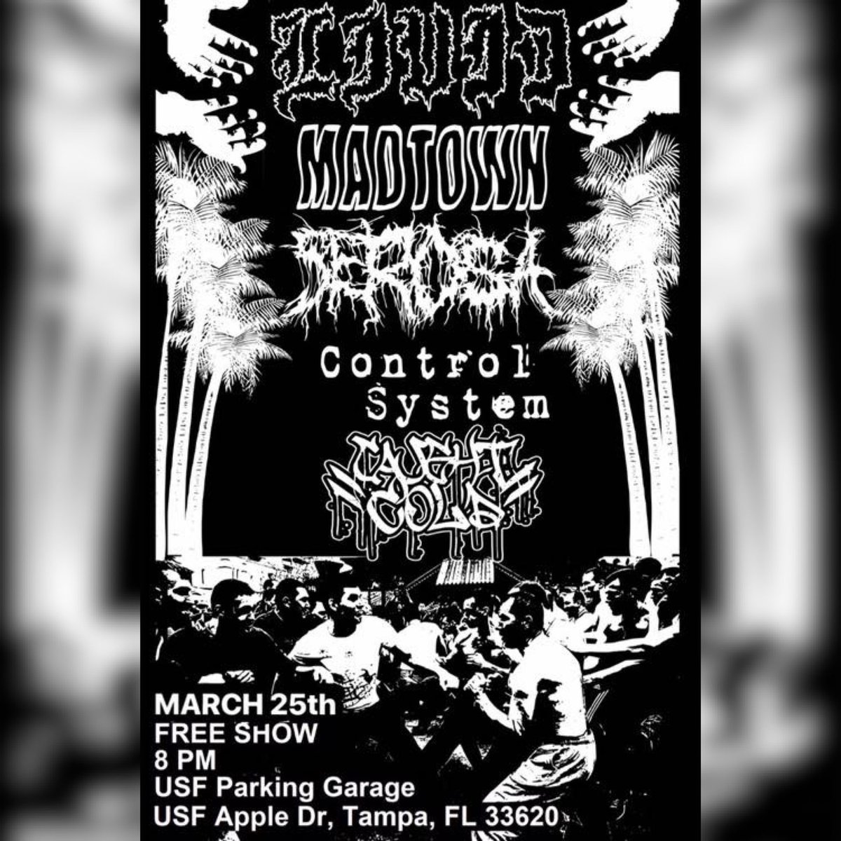 CaughtCold's tweet photo. STACKED FREE USF PARKING GARAGE SHOW THIS MONDAY. Tampa homies WYA 👀 https://t.co/bSsTrvdSh5