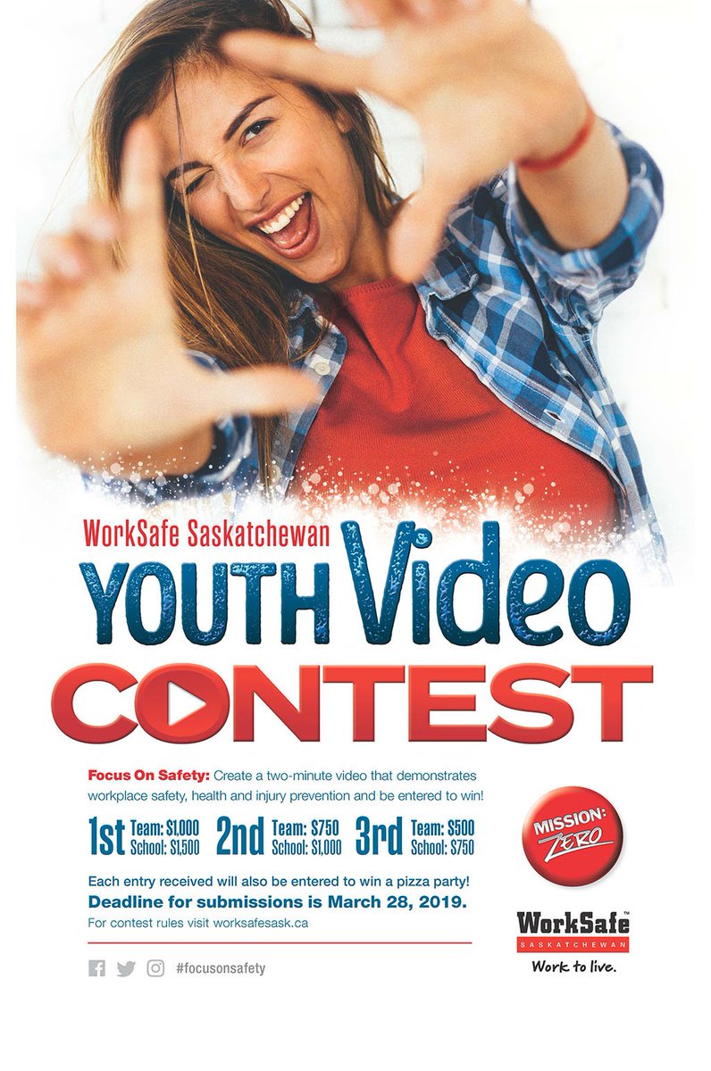 Teachers, have your students created their two-minute workplace safety, health and injury prevention video yet? Our 2019 Youth Video Contest closes March 28 at 4:00 p.m. Don't miss out on this great opportunity for your school! #YVC2019 ow.ly/rR7R50nFCS6