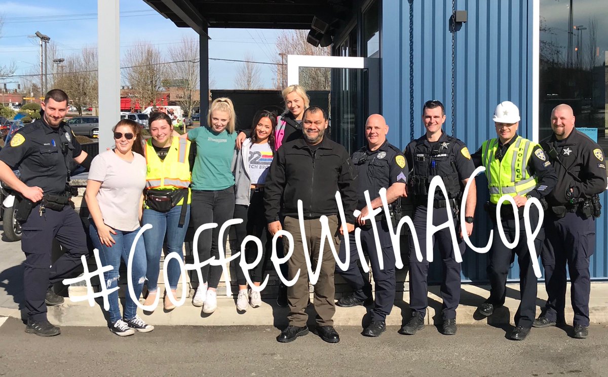 SalemPoliceDept's tweet photo. TY @DutchBros Barnes AV location for hosting #CoffeeWithACop today! We had a great time chatting with our fellow #SALEManders. Help us decide the next location! Post your suggestions for other coffee klatch locations and the time of day. We look forward to the next one! #SalemOR https://t.co/pRcyuI4iFW