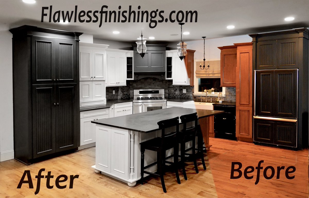 FFinishings's tweet photo. #Twotone Finish #White &amp; #Black #BeforeAfterPhoto 
Visit us today at https://t.co/IP06zNQRYI for more information to get that dream kitchen you’ve always wanted, and NOT BREAK THE BANK.  #MarchMadness Sale - 10% off for entire month of March ! Promo Code: ‘Flawless10’ https://t.co/c3E0D1rUZz