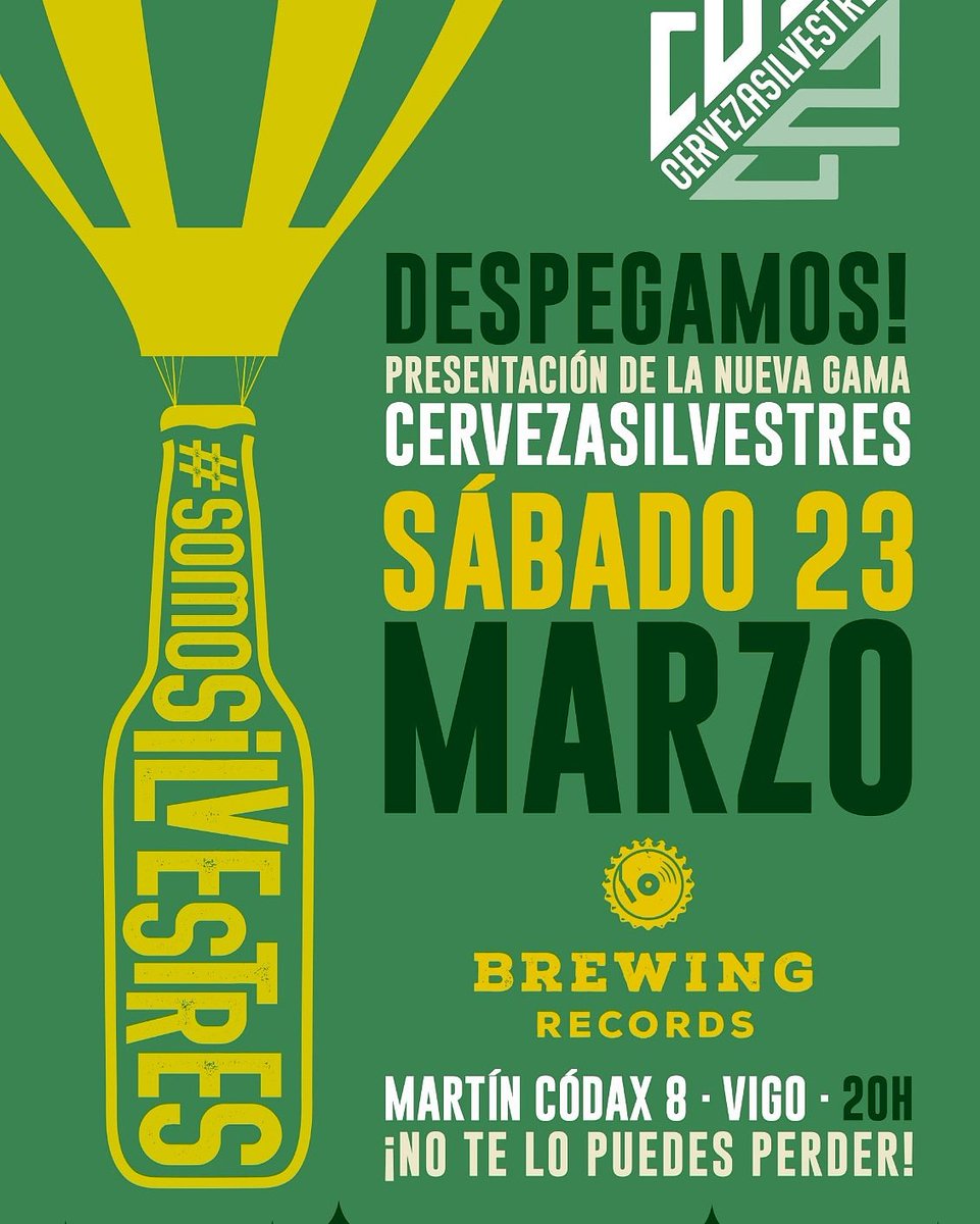 Este sábado despegamos en #Vigo #somoSilvestres en Brewing Records. Martín Codax 8, desde las 20 hrs. Os esperamos 🍻