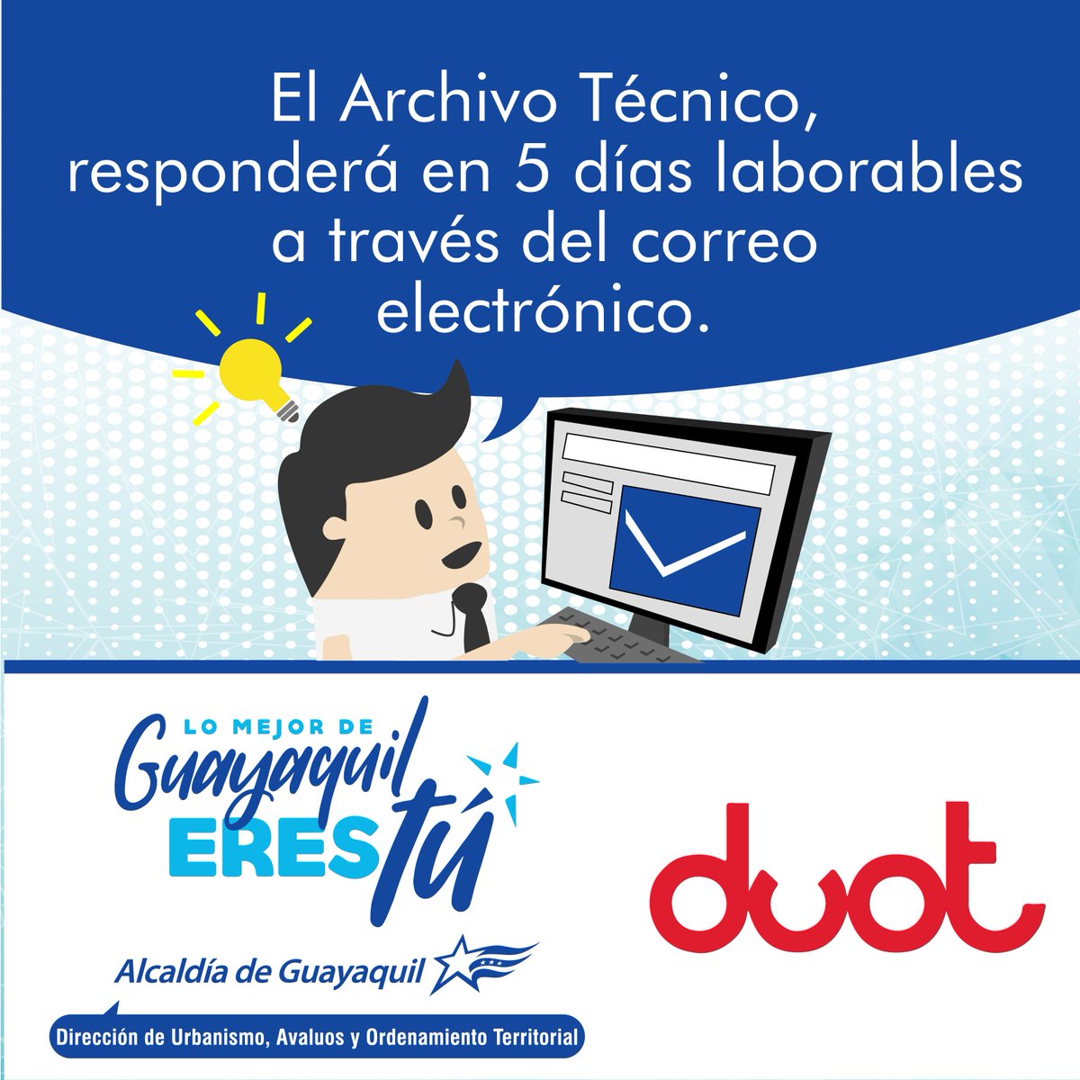 El Archivo Técnico de la Dirección de Urbanismo, Avalúos y Ordenamiento Territorial pone en conocimiento para todos los ciudadanos guayaquileños cómo realizar el trámite para solicitar las copias de los planos de su predio. #LomejordeGuayaquilerestú #laDUOTtrabajaparati