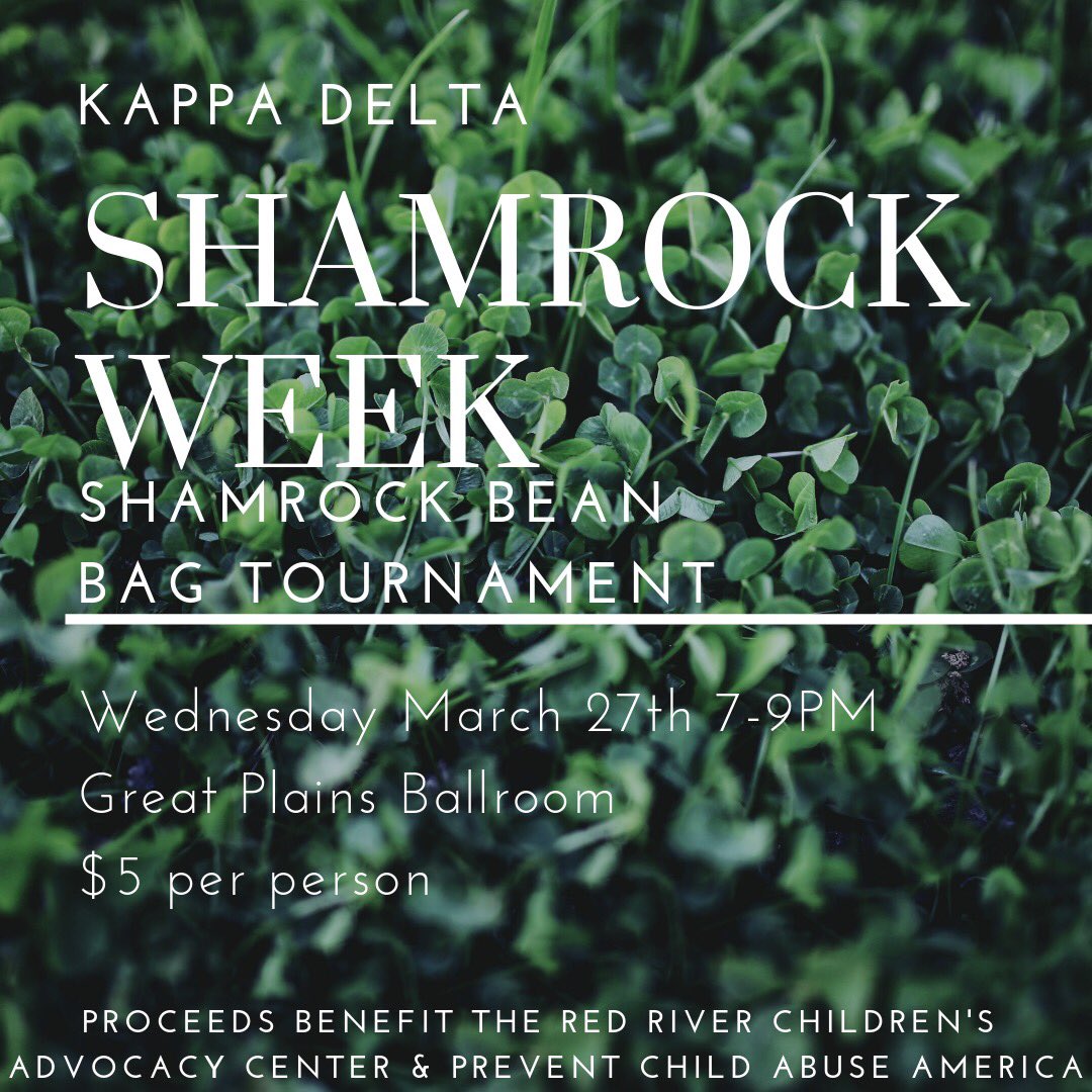 Next Wednesday is our first ever shamrock week bean bag tournament! All proceeds benefit Prevent Child Abuse America and The Red River Children’s Advocacy Center. Sign up below😎

signupgenius.com/go/60b094fa9ac…