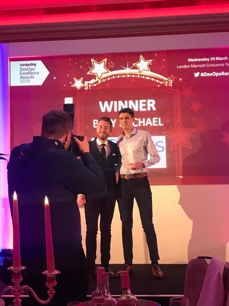 ECS_Digi's tweet photo. Congratulations to our own Billy Michael for winning #DevOps Engineer of the Year at the @Computing_News awards! 🏆🥇 #DevOpsAwards https://t.co/dsQ4ar8wck
