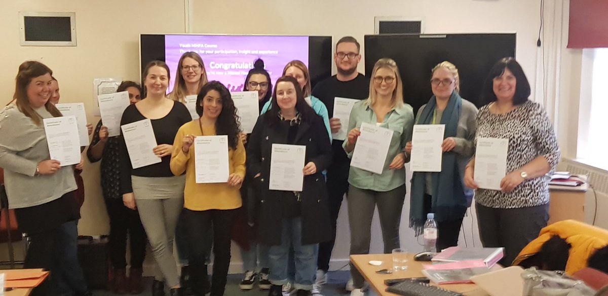 KerrySkelland's tweet photo. 13 more Barnardo's staff now trained in Youth Mental Health First Aid. Brilliant 2 days, well done everyone. https://t.co/Bjf04oZz5K