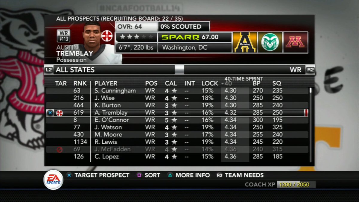 GOnnnGaming's tweet photo. When you see a 6'7" 220lb WR &amp; runs a 4.32 40 yard dash lol YEAH i HAD to put him on my recruiting board lol https://t.co/jJrB88zgMh