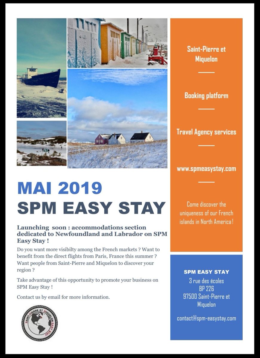 SPM EASY STAY (@spmeasystay) on Twitter photo BnB & hotel owners in #newfoundland : what about having more visibility among the #French #markets? <a href="/SpmEasyStay/">SPM EASY STAY</a> opening Saint-Pierre&Miquelon #Website to NL. Contact us !
#experience #authentic #easy
#localbusiness #entrepreneurs
#promotion #network #ExploreNL #FrancoTNL BnB & hotel owners in #newfoundland : what about having more visibility among the #French #markets? <a href="/SpmEasyStay/">SPM EASY STAY</a> opening Saint-Pierre&Miquelon #Website to NL. Contact us !
#experience #authentic #easy
#localbusiness #entrepreneurs
#promotion #network #ExploreNL #FrancoTNL