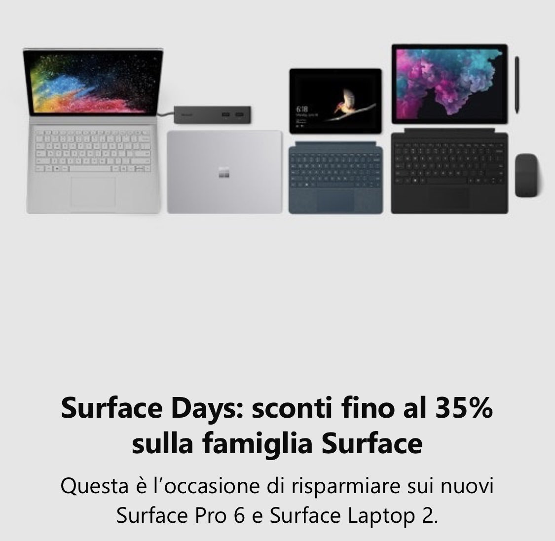MarcoTrada's tweet photo. Per la prima volta in Italia, arrivano i #SurfaceDays! Sconti fino al 35% su tutta la famiglia Surface!

Solo su #MicrosoftStore!

👉🏻 https://t.co/pXAeGcosJT https://t.co/B7BDE7HLmd