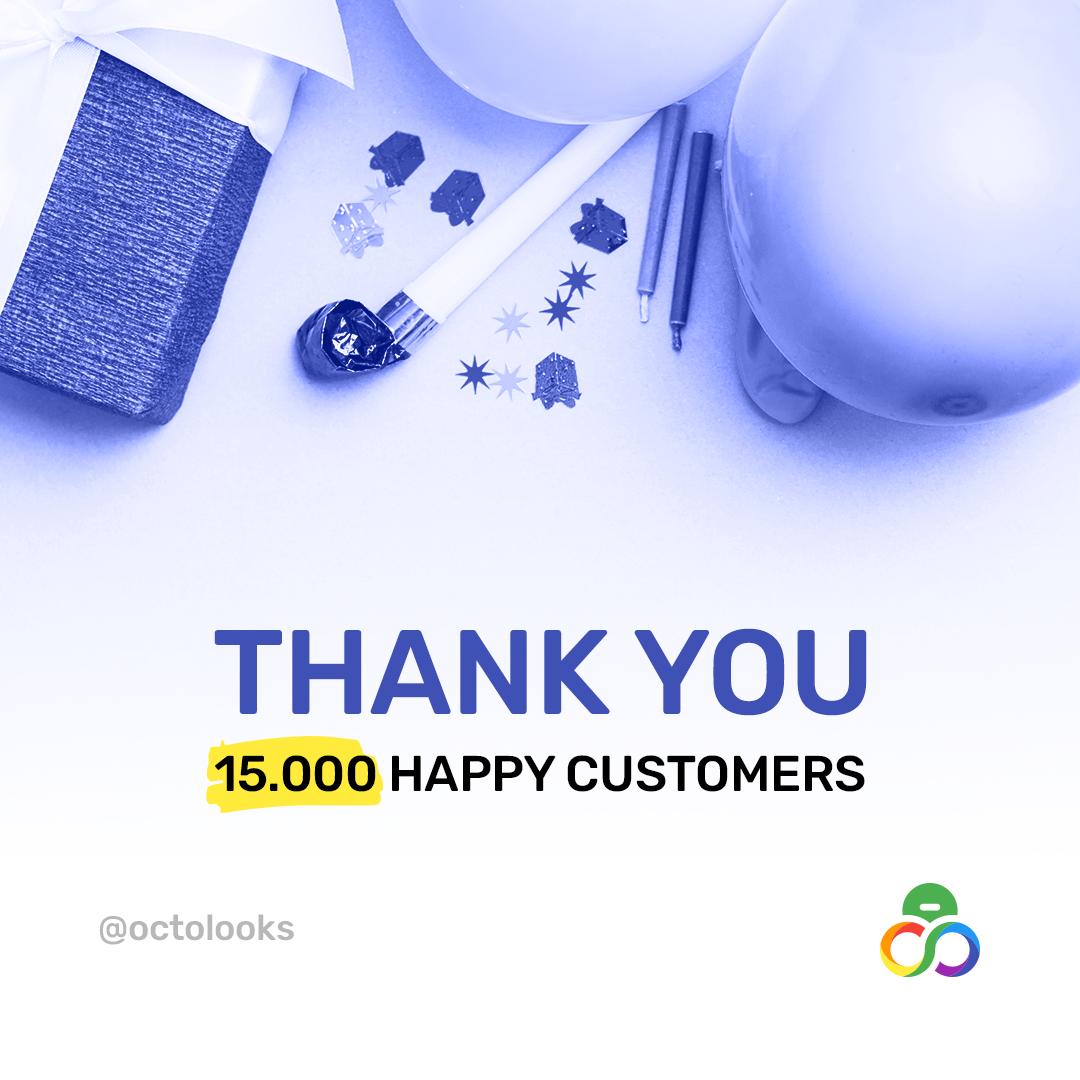 Octolooks's tweet photo. We would like to thank you very much for your support since our first day. 15k customers reached. #octolooks #scrapes #wordpress #wordpressdeveloper #wordpressplugin #woocommerce #wordpressbloggers #envato #codecanyon #themeforest #websitedesign #webdesign #wordpresstheme https://t.co/BK3eJY0Eji