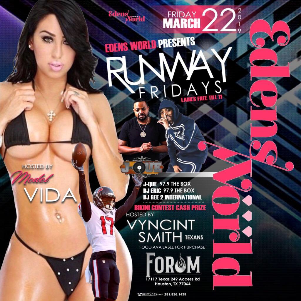 HTOWNCIARA's tweet photo. Friday night #edensworld presents Forum Fridays hosted by @OfficialVida @djeric713 an @vyncintsmith of the@Houston Texans an @DJJQUE from @979TheBox in the mix bomb food mean full bar an hookah all night https://t.co/NIkYlqg4wu