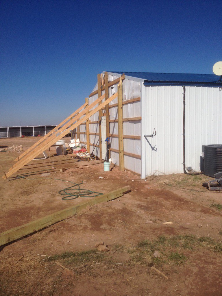 KVIIDrew's tweet photo. Winds caused damage to a Livestock Genetics Center in Texas Panhandle, story tonight.@KVIIDrew https://t.co/0UTUfZxc3s