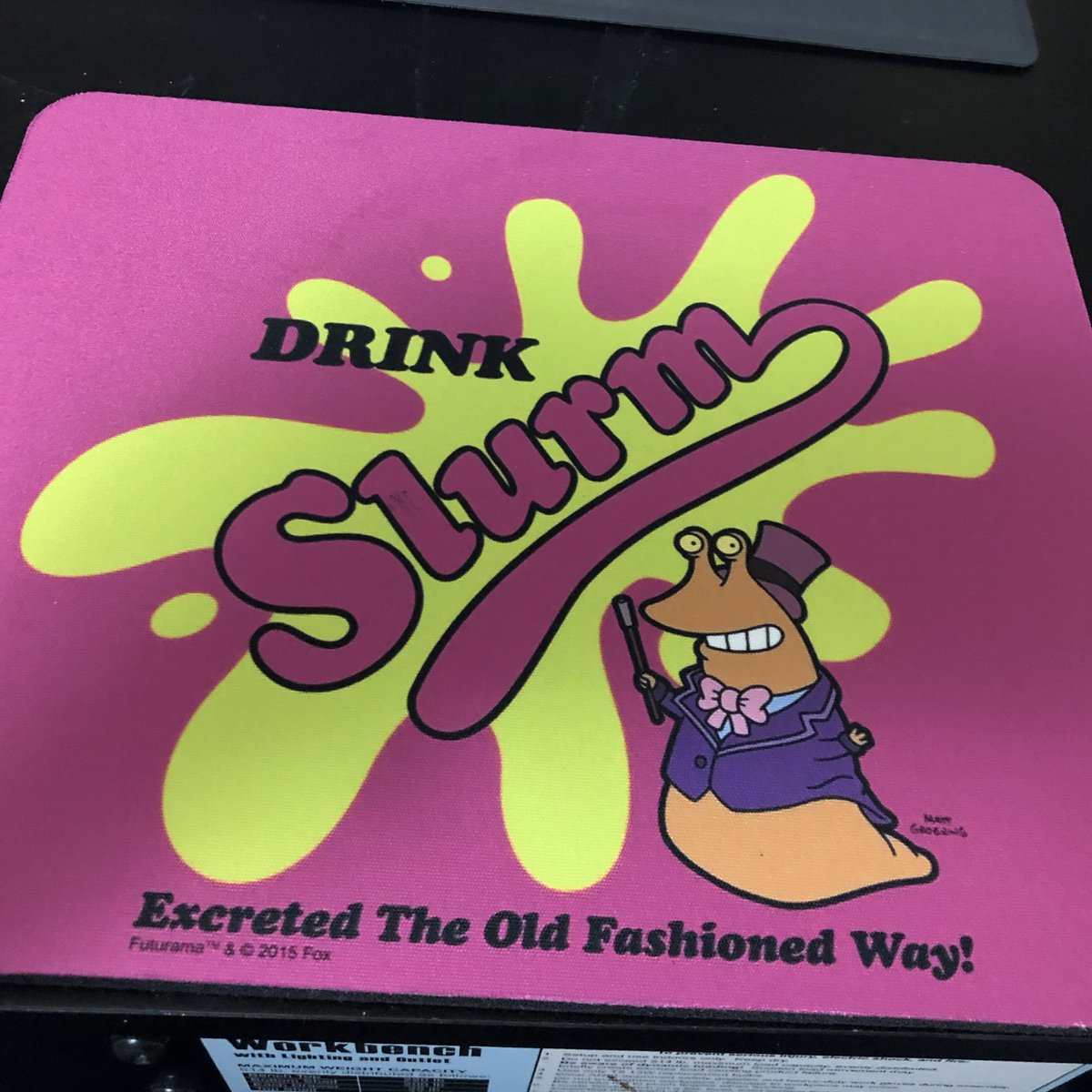 JenDiazS's tweet photo. New office mousepad! #slurm #highlyaddictive #Futurama https://t.co/sC3u0DpZDx