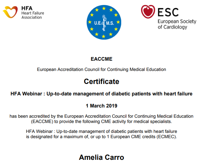 #Glad to be a member of @escardio and take part of this incredible continuing medical education. #DontMissOut #ESC #webinars!
 #heartfailure #elearning #uptodate #EACCME #escardioed #cardioed #HFA_ESC #meded #diabetes #cardiovascular #virtualmeeting