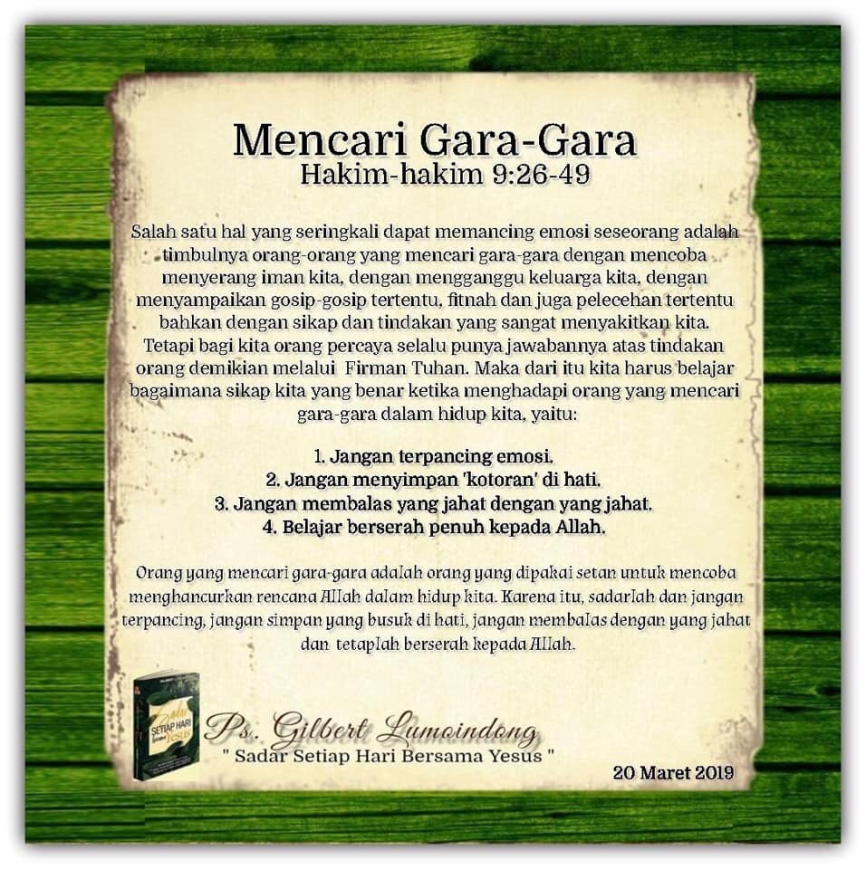 PastorGilbertL's tweet photo. Dalam kehidupan ini suka atau tidak suka kita bisa saja berhadapan dengan orang-orang yg cenderung mencari gara-gara yg berpotensi memancing emosi, namun belajarlah untuk selalu menguasai diri dan sadar bahwa pembalasan bukanlah hak kita namun HAK TUHAN.
Have a Glow Thursday,... https://t.co/6nfcFINBVy