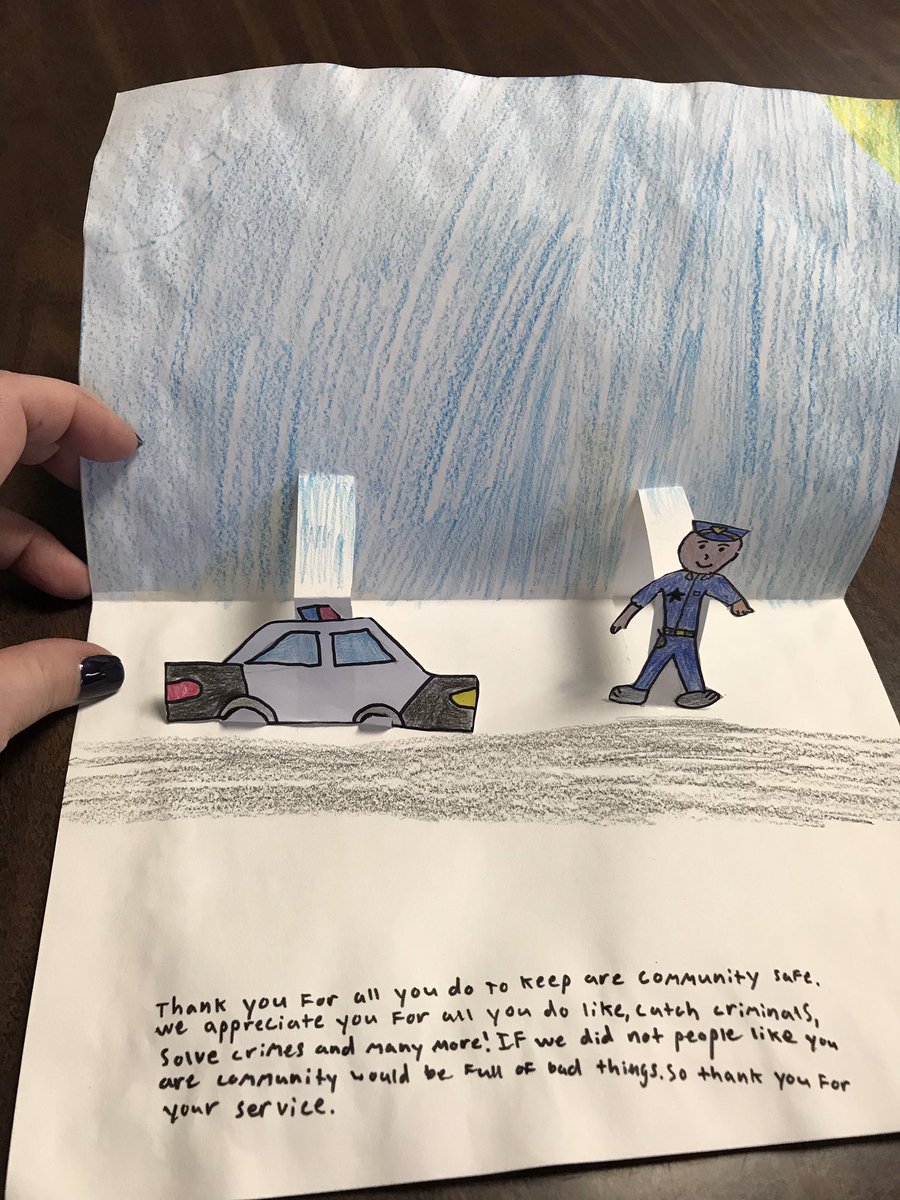 BouchardMrs's tweet photo. So proud of the 5th and 6th graders at Hale.  They made Pop Up cards for the police officers that protect Schaumburg.  They are doing a great job spreading HaPpInEsS to others.  #halepackstrong #weare54 #bettertogether #popupcards https://t.co/iYK7aJvBLr