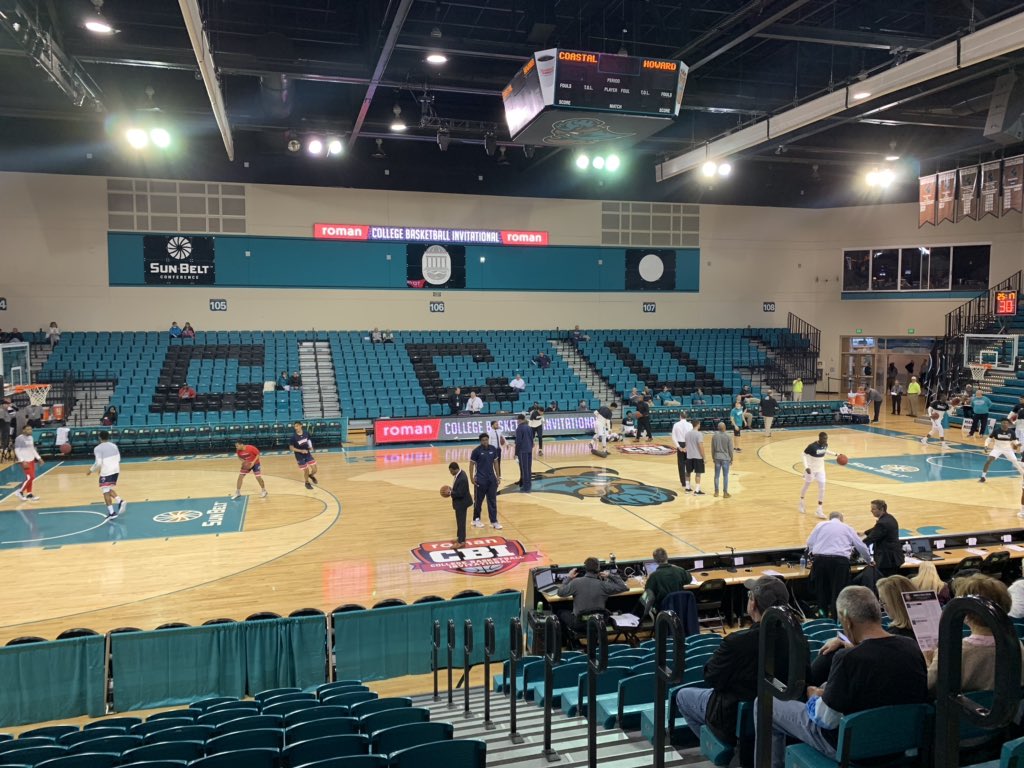 CBITourney's tweet photo. Half hour until tip in Conway, South Carolina! 

ESPN+ has the game for you at home. Be sure to tune in! 

#ChantsUp #HowardMBB https://t.co/jZpFq7K7ae